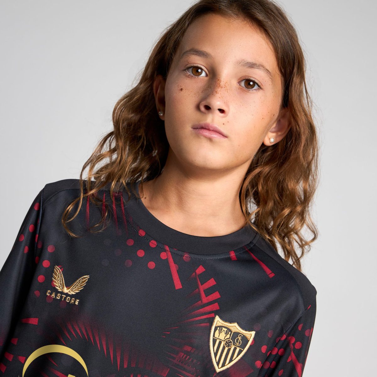 Sevilla Kits Shop – Exclusive black third boys t-shirt 2425 Collection – Sevilla FC Apparel and Gear Collection for Fans