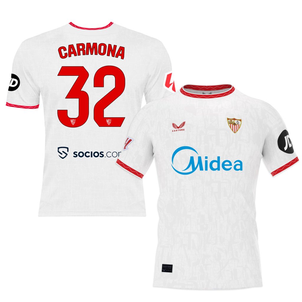 Sevilla Kits Shop – Exclusive carmona white home shirt for kids 2425 Collection – Sevilla FC Apparel and Gear Collection for Fans