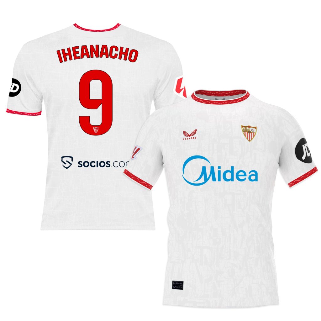 Sevilla Kits Shop – Exclusive iheanacho white first shirt for kids 2425 Collection – Sevilla FC Apparel and Gear Collection for Fans