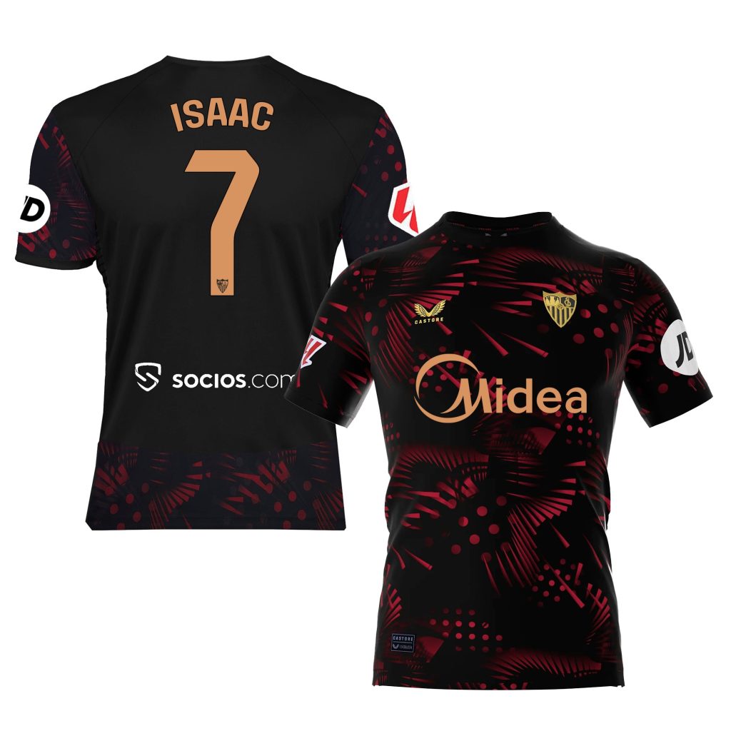 Sevilla Kits Shop – Exclusive isaac black third boys t-shirt 2425 Collection – Sevilla FC Apparel and Gear Collection for Fans
