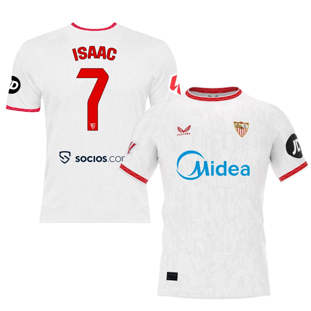 Sevilla Kits Shop – Exclusive isaac white home shirt for kids 2425 Collection – Sevilla FC Apparel and Gear Collection for Fans