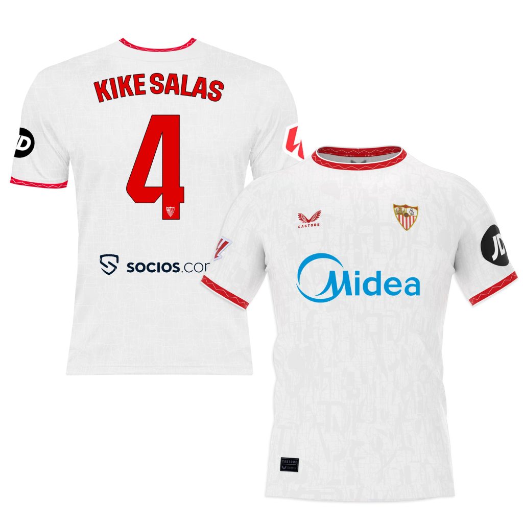 Sevilla Kits Shop – Exclusive kike salas white home shirt for kids 2425 Collection – Sevilla FC Apparel and Gear Collection for Fans