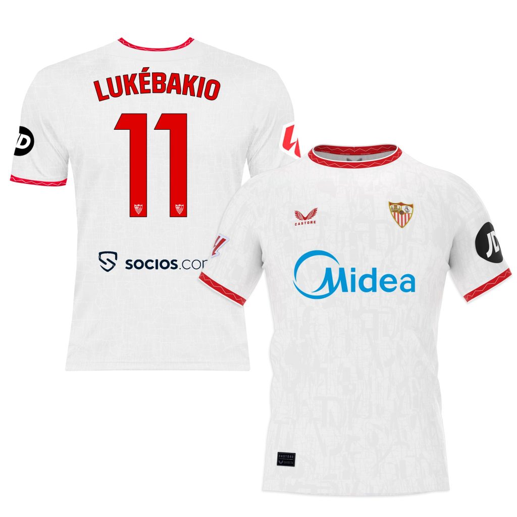 Sevilla Kits Shop – Exclusive lukébakio t-shirt home adult 2425 Collection – Sevilla FC Apparel and Gear Collection for Fans