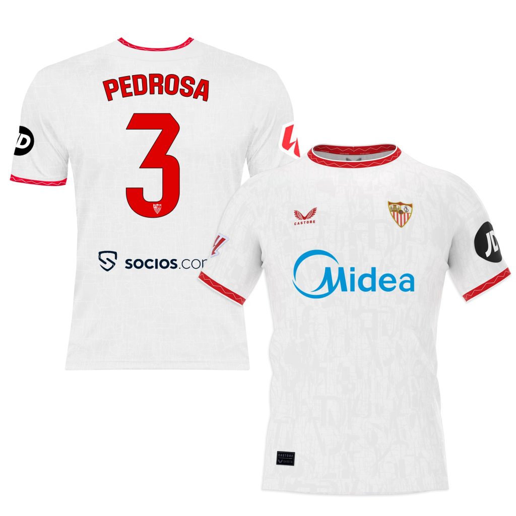 Sevilla Kits Shop – Exclusive pedrosa white home shirt for kids 2425 Collection – Sevilla FC Apparel and Gear Collection for Fans