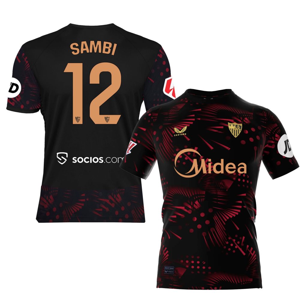 Sevilla Kits Shop – Exclusive sambi black third child t-shirt 2425 Collection – Sevilla FC Apparel and Gear Collection for Fans