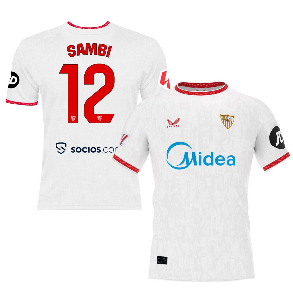 Sevilla Kits Shop – Exclusive sambi t-shirt home adult 2425 Collection – Sevilla FC Apparel and Gear Collection for Fans