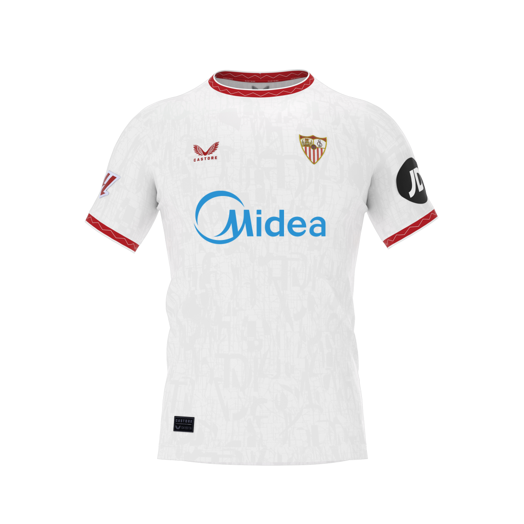 Sevilla Kits Shop – Exclusive white first shirt for kids 2425 Collection – Sevilla FC Apparel and Gear Collection for Fans