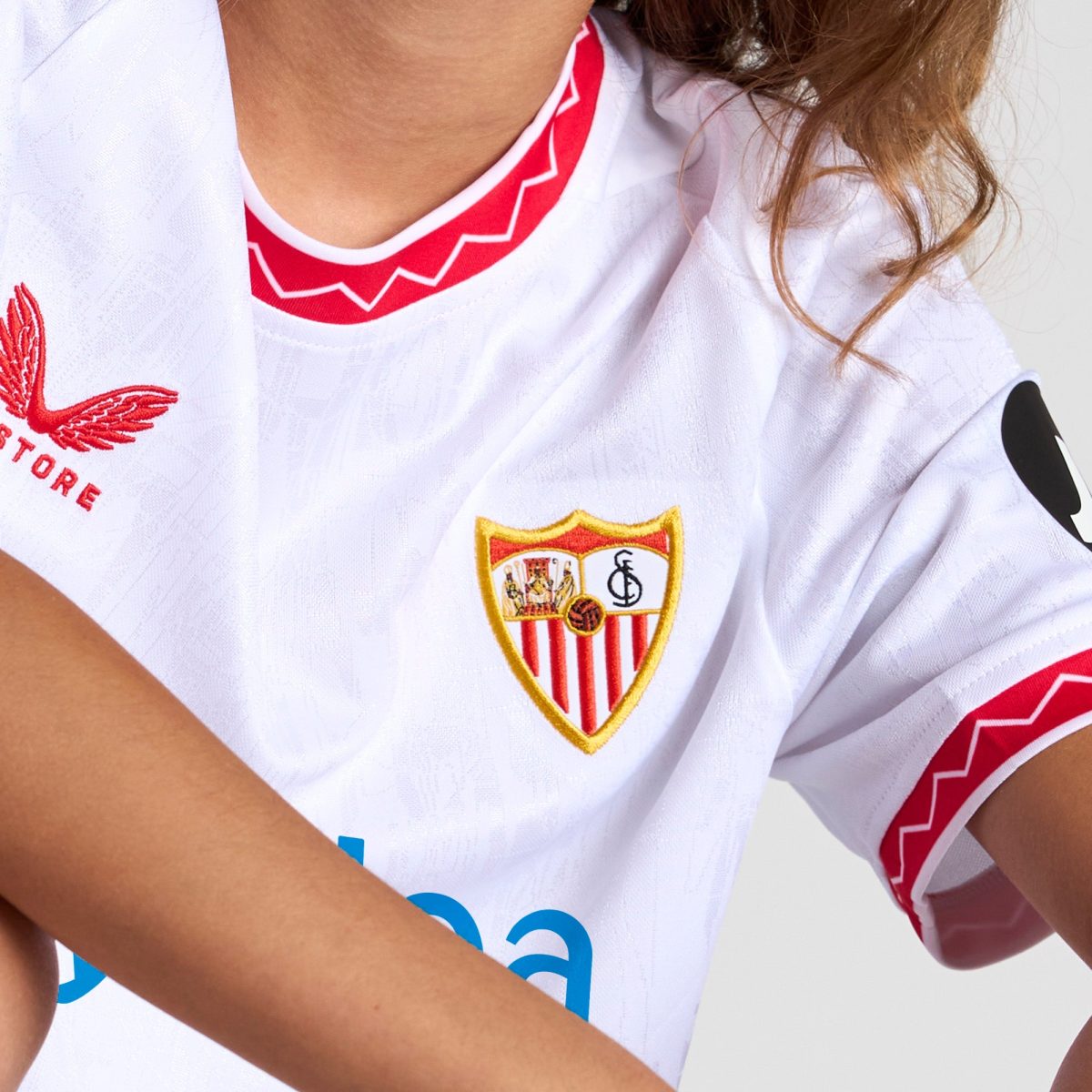 Sevilla Kits Shop – Exclusive white first shirt for kids 2425 Collection – Sevilla FC Apparel and Gear Collection for Fans